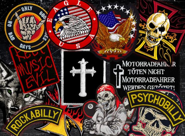 Gestickte Biker Patches & Aufnäher – Totenköpfe, Adler, Slogans Gestickte Biker Patches & Aufnäher – Totenköpfe, Adler, Slogans