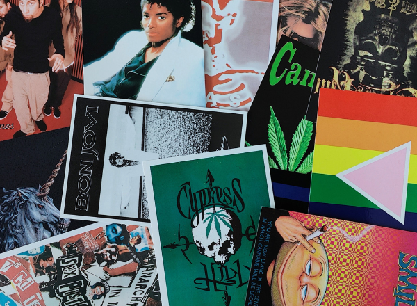 Rock and metal postcards featuring band logos and designs Rock and metal postcards featuring band logos and designs