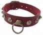 Preview: Conical Studs Fetish Leather Wristband In Red