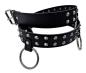 Preview: Leather belt conical studs 2 row with rings