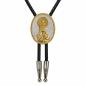 Preview: Western bolo tie with wolf motif and black braided cord