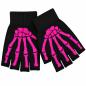 Preview: Pinke Skelett-Halbfingerhandschuhe in Schwarz mit Knochen-Design