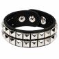 Preview: Zweireihiges Punk Nietenarmband mit Pyramidennieten aus schwarzem Kunstleder