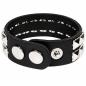 Preview: Schwarzes Kunstlederarmband mit zwei Reihen silberfarbenen Pyramidennieten