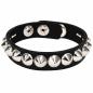 Preview: Schwarzes Spitznieten-Armband mit einreihigen silberfarbenen Nieten