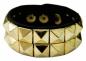 Preview: Rocker Armband 2-reihig Goldene Pyramidennieten