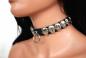Preview: Lederhalsband Totenkopfnieten & Ring