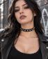 Preview: Black leather choker with silver-tone conical studs