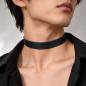 Preview: Minimalist black leather choker collar with narrow design