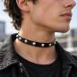 Preview: Black patent leather choker with silver-tone conical studs