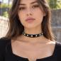 Preview: Slim black patent leather studded choker with conical studs
