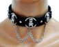 Preview: Gothic Halsband Totenköpfe, Spitznieten & Ketten
