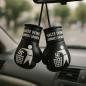 Preview: Mini Boxhandschuhe „Halte Deine Umwelt sauber“ – Schwarzes Kunstleder – Symbol gegen Faschismus – Deko fürs Auto oder Büro