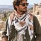 Preview: White brown black shemagh scarf worn around the neck in classic keffiyeh style