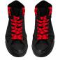 Preview: Red skull print shoelaces on black high-top sneakers