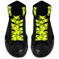 Preview: Neon yellow skull print shoelaces on black high-top sneakers