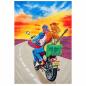 Preview: Hippie biker poster flag with motorcycle, guitar and colourful road trip design
