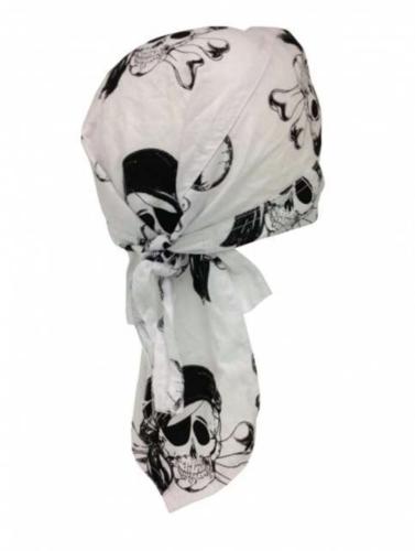 Rocker Bandana Cap Weiß & Totenkopf