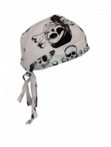 Rocker Bandana Cap Weiß & Totenkopf