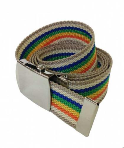 Canvas Kindergürtel Braun & Regenbogen