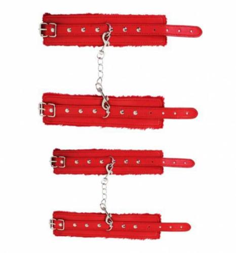 Red Wrist And Ankle Bondage Set