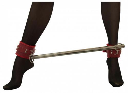 Ankle Bondage Set Red Leather Plush