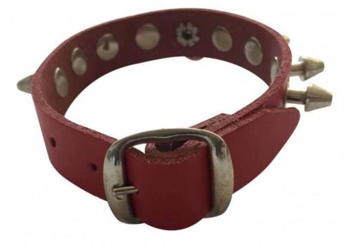Killer Studs Fetish Leather Wristband In Red
