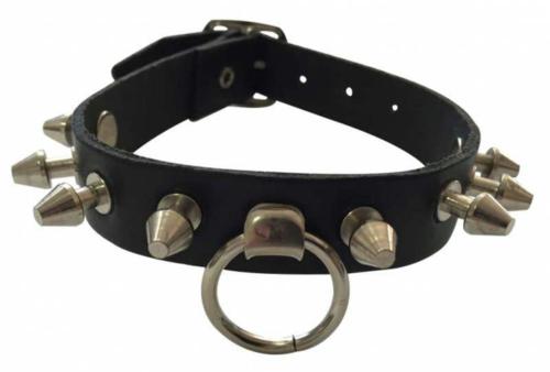 Black Fetish Leather Wristband With Killer Studs