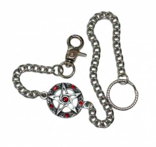 Schlüsselkette Pentagramm Mit Roten Steinen