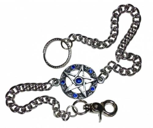 Schlüsselkette Pentagramm Mit Blauen Steinen