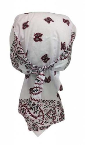 Rocker Bandana Cap Weiß Weinrot