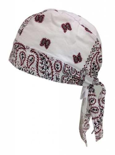Rocker Bandana Cap Weiß Weinrot