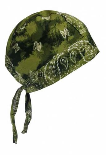 Rocker Bandana Cap Olivgrünes Batik Paisley