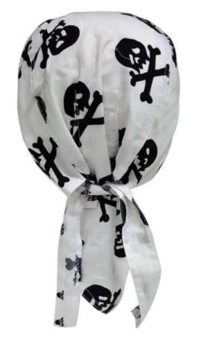 Rocker Bandana Cap Weiß Totenköpfe