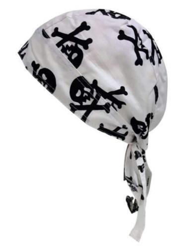Rocker Bandana Cap Weiß Totenköpfe