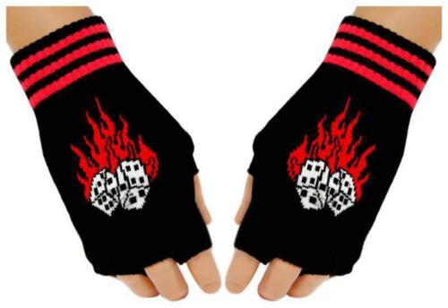Schwarze Fingerlose Handschuhe Flammender Würfel