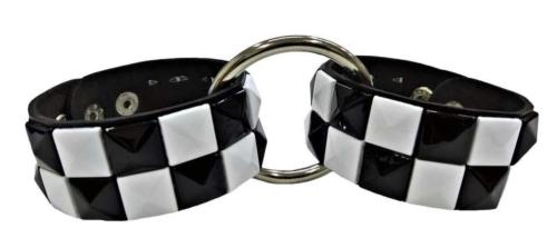 Black & White Pyramid Studded Wrist Bondage Set
