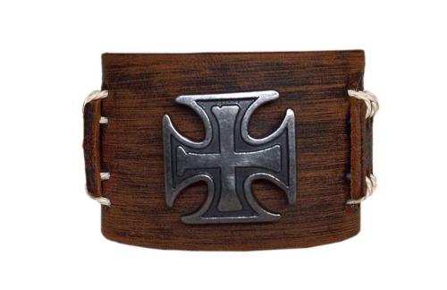 Lederarmband Eisernes Kreuz Braun