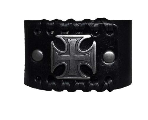 Lederarmband Schwarz Eisernes Kreuz