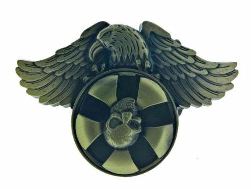 Drehende Western Gürtelschnalle Adler Totenkopf
