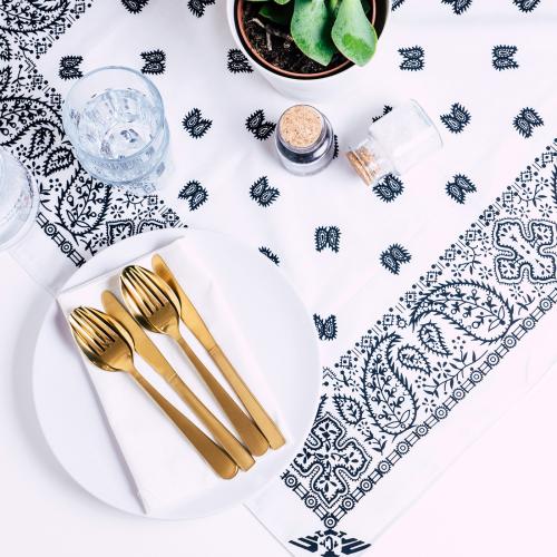 XL Bandana Scarf Paisley White Black