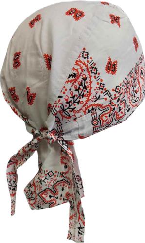 Rocker Bandana Cap Paisley Weiß Orange