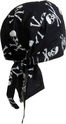 Fitted Bandana Cap Pirate Skull Black