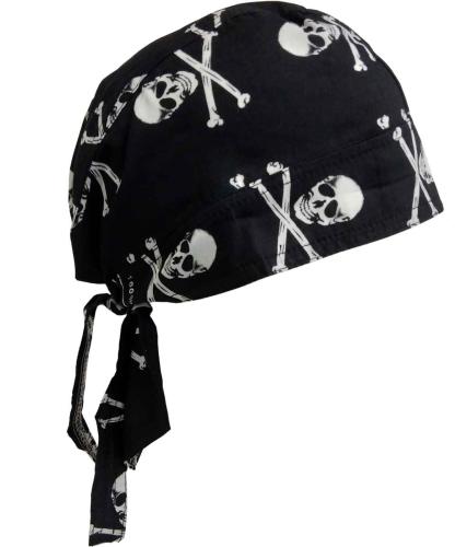 Fitted Bandana Cap Pirate Skull Black