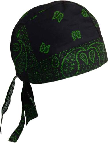 Biker Bandana Cap Paisley Schwarz Grün