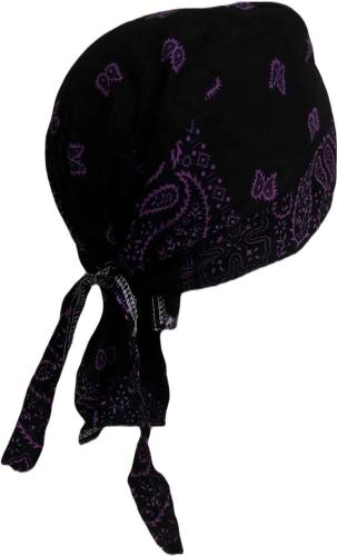 Fitted Bandana Cap Paisley Black Purple