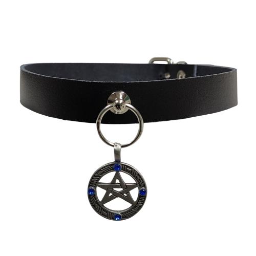 Pentagramm Halsband Blaue Steine