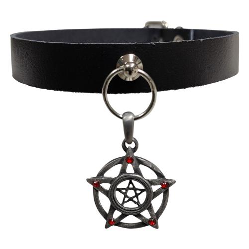 Drudenfuß Halsband Rote Steine