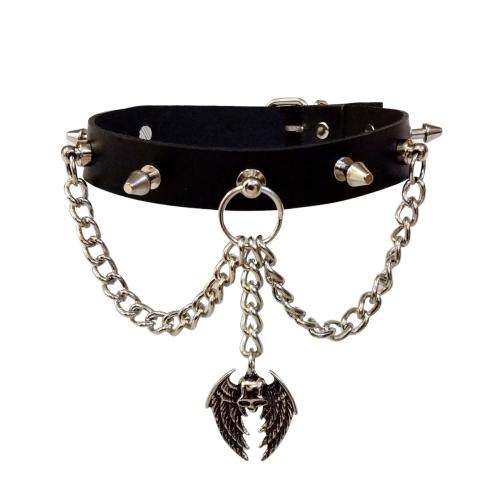Leder Choker Killernieten Totenkopf Mit Flügel