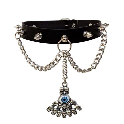 Leder Choker Killernieten Totenköpfe
